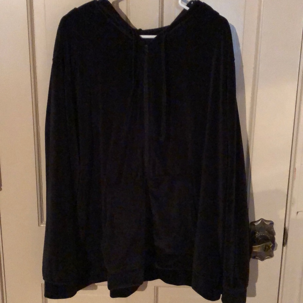 3X Danskin Black Velour, Hooded Zip Jacket